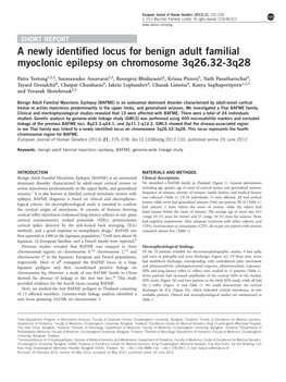 A Newly Identified Locus for Benign Adult Familial Myoclonic Epilepsy On