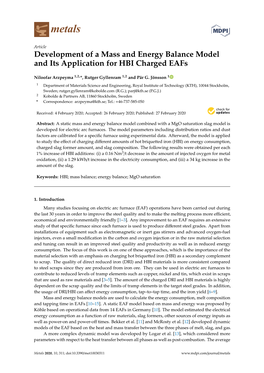 Development of a Mass and Energy Balance Model and Its Application for HBI Charged Eafs