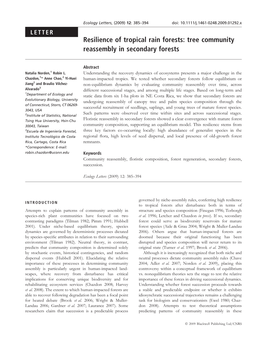 Resilience of Tropical Rain Forests: Tree Community Reassembly in Secondary Forests