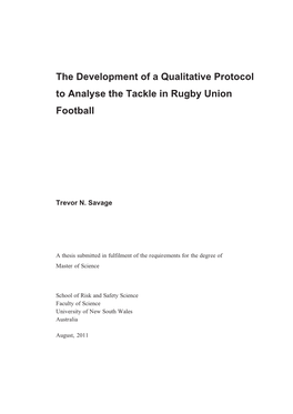 The Development of a Qualitative Protocol to Analyse the Tackle in Rugby Union Football