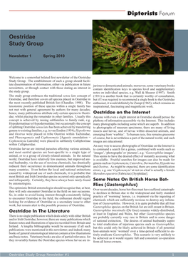 Oestridae Study Group Dipterists Forum