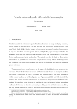 Princely States and Gender Differential in Human Capital Invesment