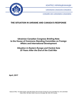 THE SITUATION in UKRAINE and CANADA's RESPONSE Ukrainian