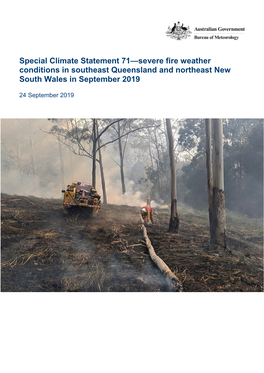 Special Climate Statement 71—Severe Fire Weather Conditions in Southeast Queensland and Northeast New South Wales in September 2019