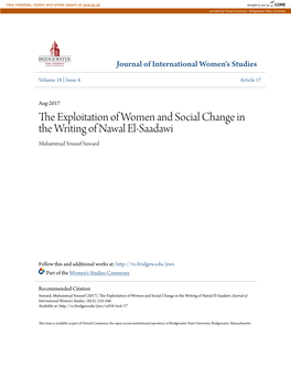 The Exploitation of Women and Social Change in the Writing of Nawal El-Saadawi Muhammad Youssef Suwaed