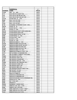 Numerical Number Name Price