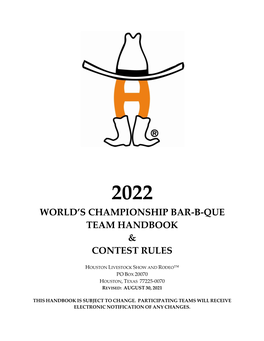 World's Championship Bar-B-Que Team Handbook