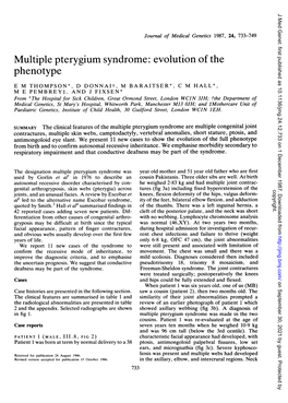 Multiple Pterygium Syndrome: Evolution of the Phenotype