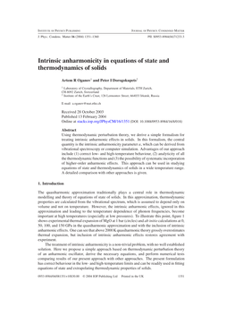 Intrinsic Anharmonicity in Equations of State and Thermodynamics of Solids