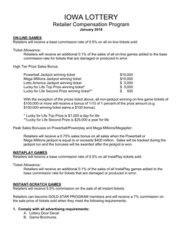 Retailer Compensation Program January 2018