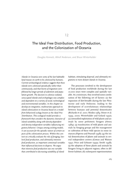 12 the Ideal Free Distribution, Food Production, and the Colonization Of