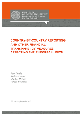 Country-By-Country Reporting and Other Financial Transparency Measures Affecting the European Union