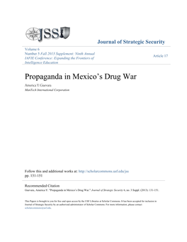 Propaganda in Mexico's Drug War," Journal of Strategic Security