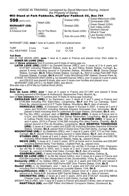 HORSE in TRAINING, Consigned by David Marnane Racing, Ireland the Property of Darley