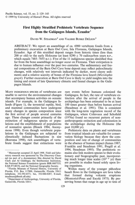 First Highly Stratified Prehistoric Vertebrate Sequence from the Galapagos Islands, Ecuador!
