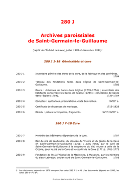 280 J Archives Paroissiales De Saint-Germain-Le-Guillaume