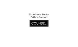 2018 Ontario Election Platform Summary