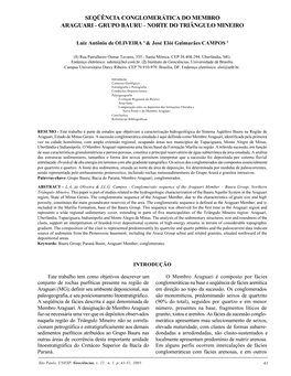 Seqüência Conglomerática Do Membro Araguari - Grupo Bauru - Norte Do Triângulo Mineiro
