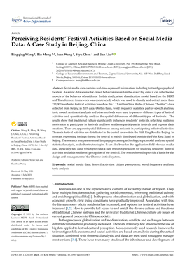 Perceiving Residents' Festival Activities Based on Social Media Data