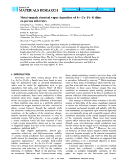 Metal-Organic Chemical Vapor Deposition of Sr-Co-Fe-O Films On