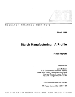 Starch Manufacturing: a Profile