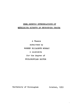 Some Genetic Interrelations of Methionine Mutants of Neurospora