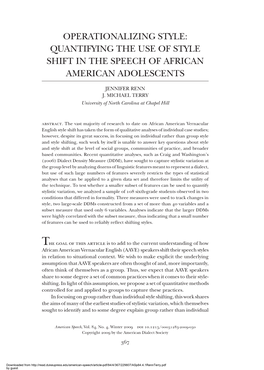 Quantifying the Use of Style Shift in the Speech of African American Adolescents