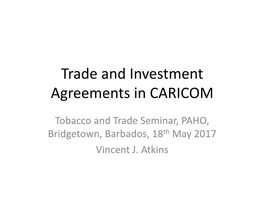 Trade and Investment Agreements in CARICOM