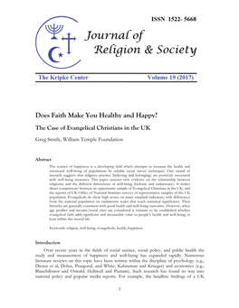 Does Faith Make You Healthy and Happy? the Case of Evangelical Christians in the UK