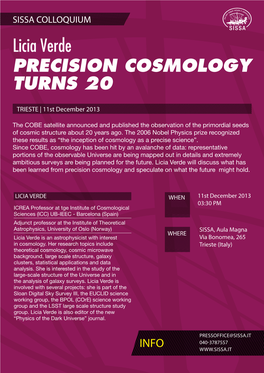 Licia Verde PRECISION COSMOLOGY TURNS 20