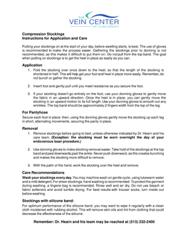 Compression Stockings Instructions for Application and Care