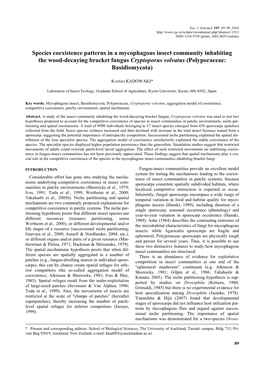 Species Coexistence Patterns in a Mycophagous Insect Community Inhabiting the Wood-Decaying Bracket Fungus Cryptoporus Volvatus (Polyporaceae: Basidiomycota)