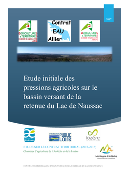 Etude Initiale Des Pressions Agricoles Sur Le Bassin Versant De La Retenue Du Lac De Naussac