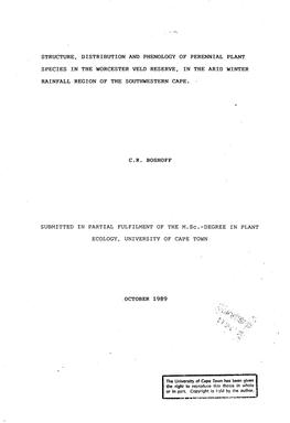 Structure, Distribution and Phenology of Perennial Plant