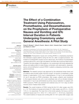 The Effect of a Combination Treatment Using Palonosetron, Promethazine