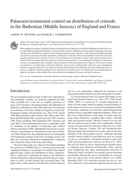 Palaeoenvironmental Control on Distribution of Crinoids in the Bathonian (Middle Jurassic) of England and France