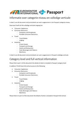 Informatie Over Categorie-Niveau En Volledige Verticale