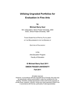 Utilizing Ungraded Portfolios for Evaluation in Fine Arts