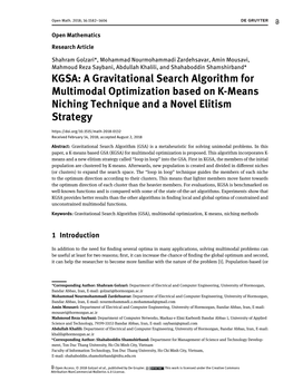 KGSA: a Gravitational Search Algorithm for Multimodal