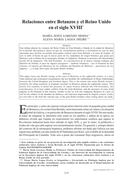 Relaciones Entre Betanzos Y El Reino Unido En El Siglo XVIII*