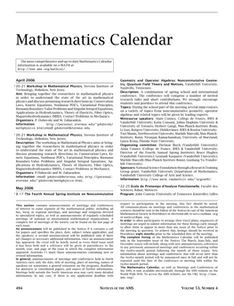 Mathematics Calendar