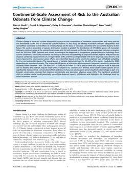 Continental-Scale Assessment of Risk to the Australian Odonata from Climate Change