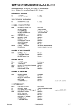 Comités Et Commissions De La F.S.C.L. 2012