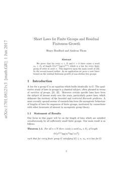 Short Laws for Finite Groups and Residual Finiteness Growth