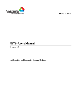 Petsc Users Manual Revision 3.7