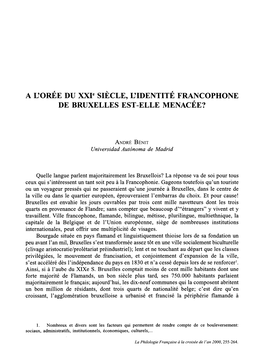 A L'orée Du Xxie Siècle, L'identité Francophone De Br