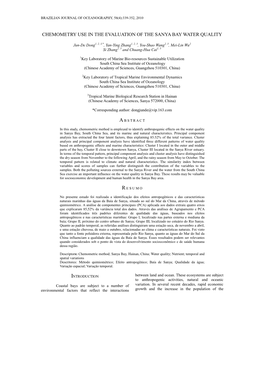 Chemometry Use in the Evaluation of the Sanya Bay Water Quality