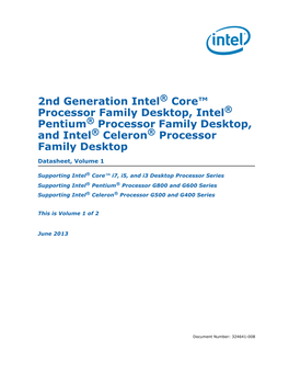 2Nd Generation Intel Core Processor Family Desktop, Intel Pentium