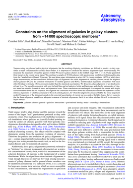 Constraints on the Alignment of Galaxies in Galaxy Clusters from ~14 000 Spectroscopic Members⋆