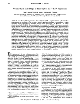 Processivity in Early Stages of Transcription by T7 RNA Polymerase?